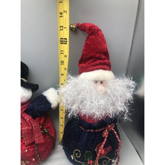 2 Vintage PBC International Plushy Santa Claus & Snowman Decoration Stuffed READ - Picture 12 of 16